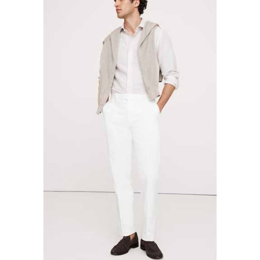 Banana Republic Mens White Cotton Stretch Lined Pants 37  NWT